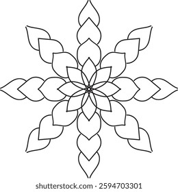 Coloring book page, mandala design.
