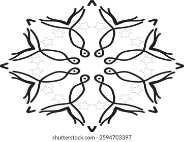 Coloring book page, mandala design.
