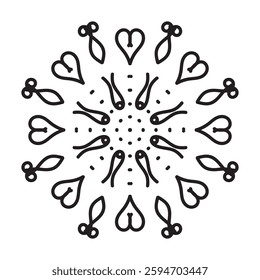 Coloring book page, mandala design.

