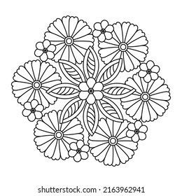 Coloring book page Mandala. Doodle Linear art. Anti stress for adults and children for relaxing. Modern floral style, Hand drawn Decorative monochrome element for design.