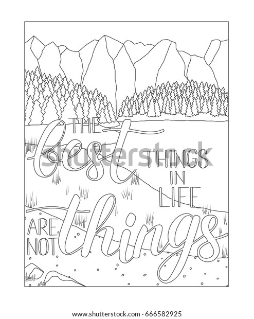 Download Coloring Book Page Mountain Lake Scenery Stock Vector (Royalty Free) 666582925