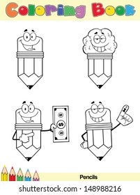 Coloring Book Page Pencil Cartoon Character 1