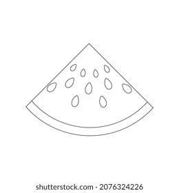 Coloring book page for preschool children with outlines of watermelon slices and a colorful copy of them. Vector illustration of watermelon for kids education. Vector illustration