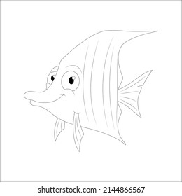 Coloring book page for preschool children with colorful clown fish and sketch, Amazing funny Fish coloring book page for kids.