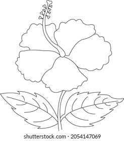 Coloring book page for preschoolers with Hibiscus flower outline. Vector illustration for children's education.