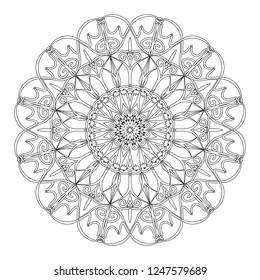 Coloring book page. Round decorative ethnic motif