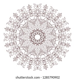 Coloring book page. Round decorative ethnic motif