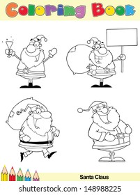 Coloring Book Page Santa Claus Cartoon Character 