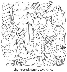 Coloring Book Page Set Vector Sketches Stock Vector (Royalty Free ...