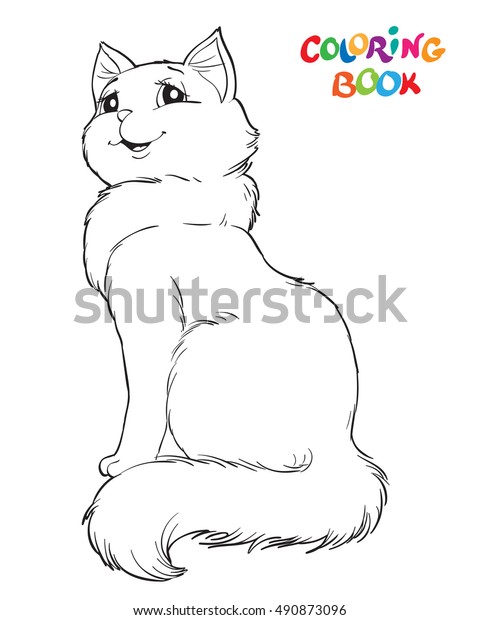 coloring book page siting cat vector stock vector royalty