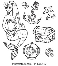 coloring book page - under the sea