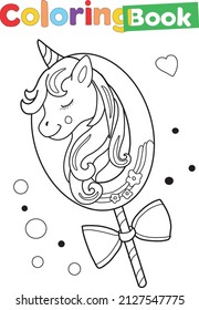 Coloring Book Page Unicorn Lollipop Vector Stock Vector (Royalty Free ...