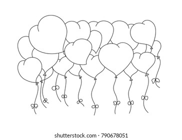 Coloring book page in valentine's day. Vector illustration. Hand drawn. doodle style.