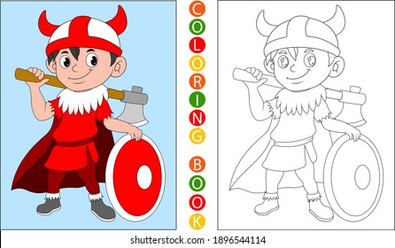 Coloring book pages. cartoon illustration of a knight