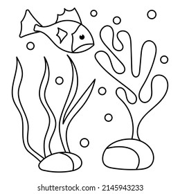 Coloring Book Pages Children Underwater Sea Stock Vector (Royalty Free ...