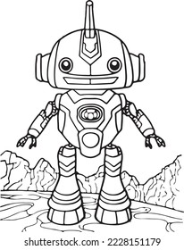 Coloreando páginas de libros de un robot lindo