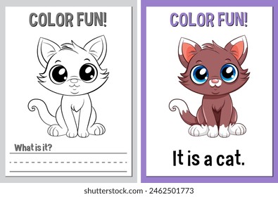 Coloring book pages featuring adorable cats