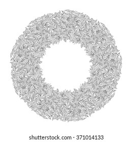Coloring book pages for kids and adults. Hand drawn abstract design. Frame or plate design. Floral authentic circle frame design, joy to older children and adult colorists, vector illustration