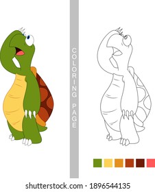 Coloring book pages for kids. cartoon tortoise