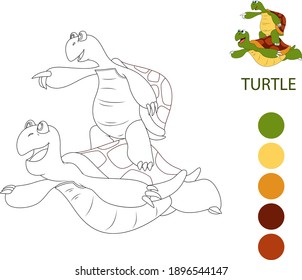 Coloring book pages for kids. cartoon tortoise	