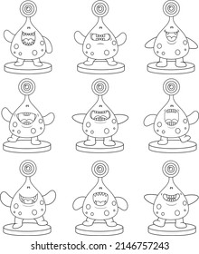 Coloring book pages for kids . cute cartoon monster collection