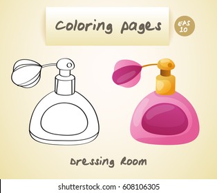 Coloring book pages for kids : Dressing Room : Perfume :  Vector Illustration
