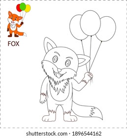 Coloring book pages for kids. fox cartoon	