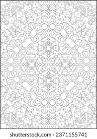 Coloring book pages. Mandala. Abstract Islamic flower. Children's and adult anti-stress coloring book. White background, black outline. Vector stock illustration.Pattern mandala Coloring Pages