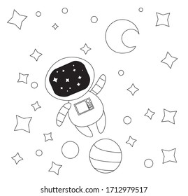 coloring book pages vector astronaut galaxy