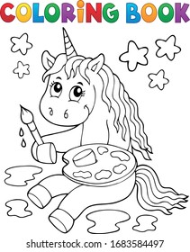 Coloring book painting unicorn theme 1 - eps10 vector illustration.