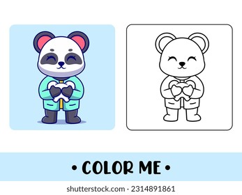 Coloring book panda doctor. Cute cartoon character. education for kids