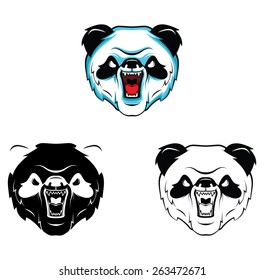Coloring book Panda Head cartoon character