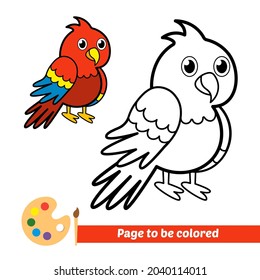 Libro de coloración, imagen vectorial de loro