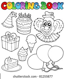 Coloring book with party theme 1 - vector illustration.