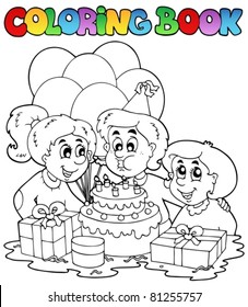 Coloring book with party theme 2 - vector illustration.