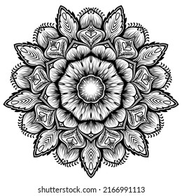 Coloring book patterns in mandala style for Henna, Mehndi, tattoos, decorative ornaments in ethnic oriental style page.