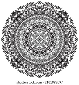 Coloring book patterns in mandala style for Henna, Mehndi, tattoos, decorative ornaments in ethnic oriental style page.