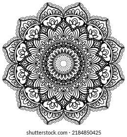 Coloring book patterns in mandala style for Henna, Mehndi, tattoos, decorative ornaments in ethnic oriental style page.