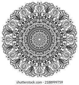 Coloring book patterns in mandala style for Henna, Mehndi, tattoos, decorative ornaments in ethnic oriental style page.
