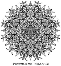 Coloring book patterns in mandala style for Henna, Mehndi, tattoos, decorative ornaments in ethnic oriental style page.