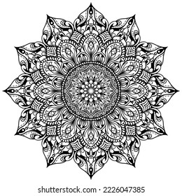 Coloring book patterns in mandala style for Henna, Mehndi, tattoos, decorative ornaments in ethnic oriental style page.