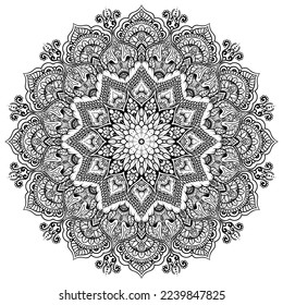 Colores de patrones de libros al estilo mandala para Henna, Mehndi, tatuajes, adornos decorativos en páginas de estilo étnico oriental.