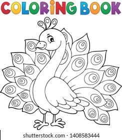 Coloring book peacock theme 1 - eps10 vector illustration.