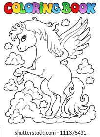 Coloring book pegasus theme 1 - vector illustration.