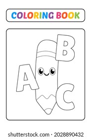 Coloring book, pencil with alphabet vector