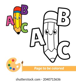 Coloring book, pencil with alphabet vector image