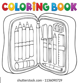 Coloring book pencil case theme 1 - eps10 vector illustration.