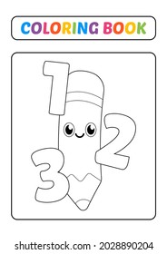 Coloring book, pencil with number vector