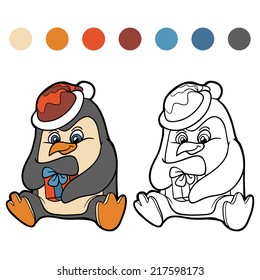 Coloring book (penguin and gift)