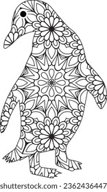 Coloring book penguin,Coloring Page. Coloring Book. Colouring picture with Penguin couple drawn in zentangle style. Antistress freehand sketch drawing. Vector illustration.
Editable Illustrated Pengui